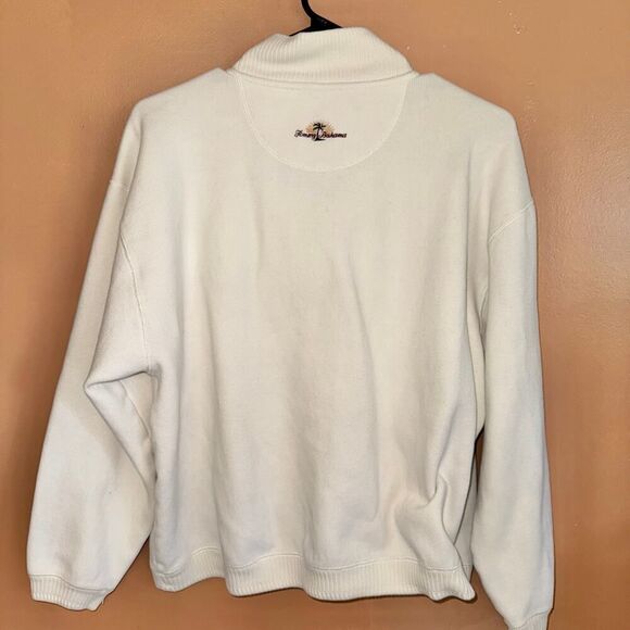 Tommy Bahama Vintage Men's White Cream Cotton 1/4 Zip Sweater Size Medium - Picture 3 of 11